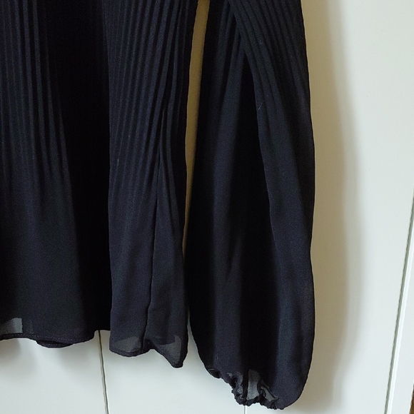 Joe Fresh Black Ruffled Mandarin Collar Blouse - Picture 2 of 6